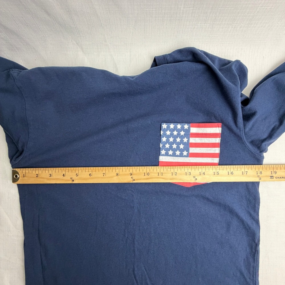 Vineyard Vines Shirt Mens XS Navy American Flag Pocket Long Sleeve Tee - Picture 7 of 10